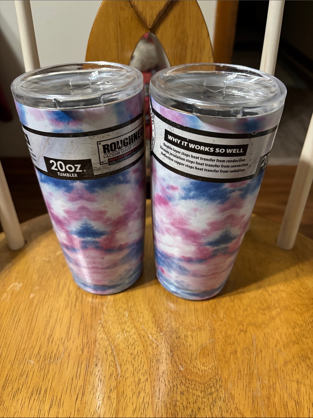 2 20oz Roughneck Tie-Dye Insulated Tumbler - Pink & Blue